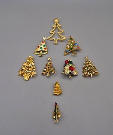 Group of 9 Vintage Christmas Tree