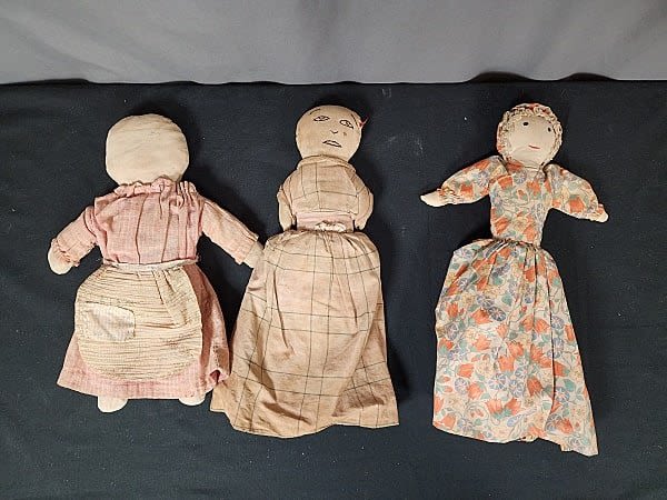 3 Antique Topsy Turvy Dolls. Group