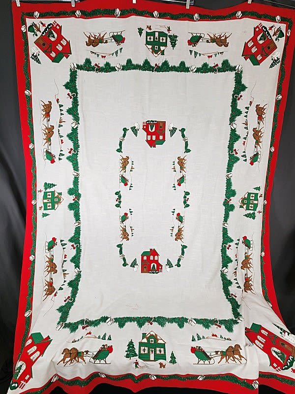 Vintage Christmas Tablecloth and