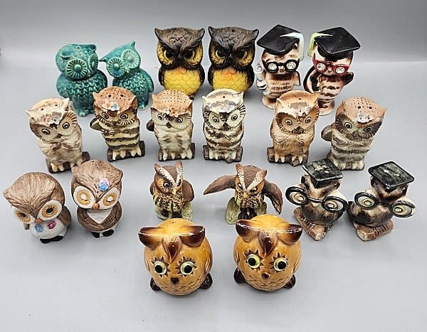 Vintage Salt and Pepper Shakers-Owls.