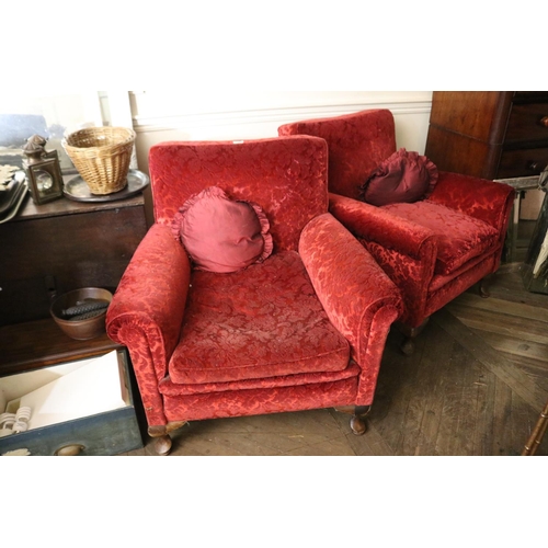 Pair of vintage red upholstered