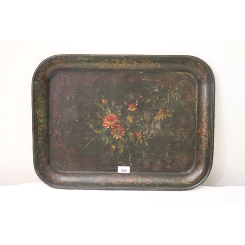 Antique rectangular tole ware tray,