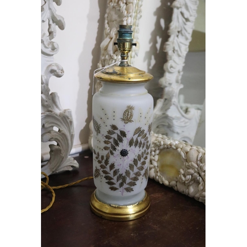 Antique hand painted milk glass