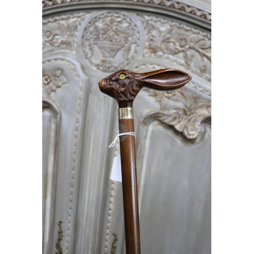 Modern hare head walking stick,