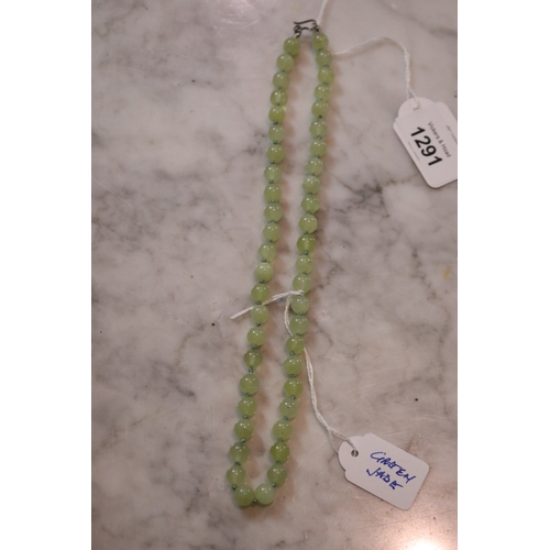 Pale green jade necklace