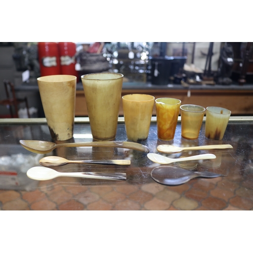 Selection of six antique horn beakers