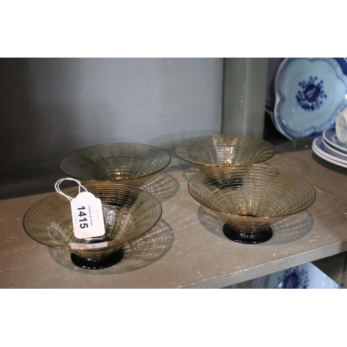 Set of four Art Deco flared rim bowls,