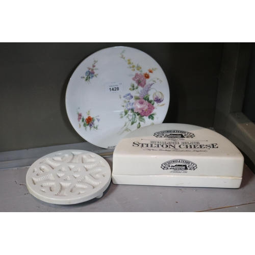 Stilton cheese demi lune box, antique