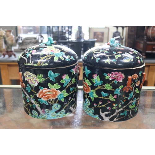 Pair of Chinese Famille Noir lidded 3c9231