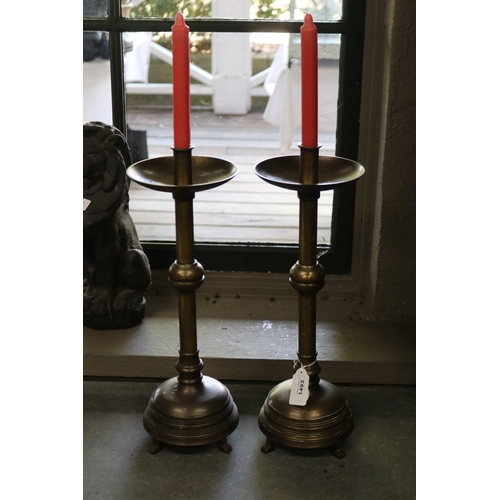 Pair of bronze period style candlesticks  3c9239
