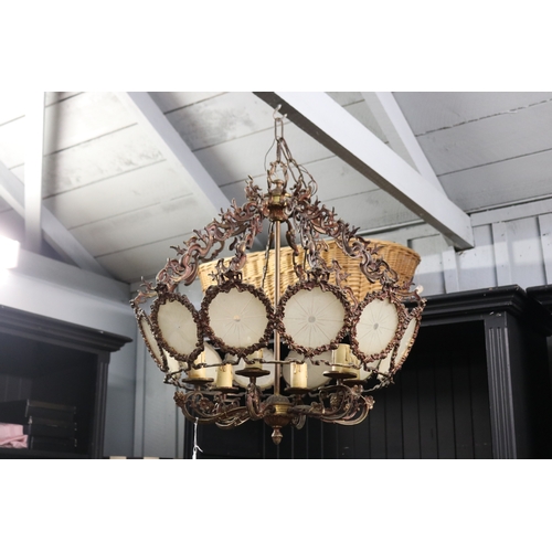 Unusual circular six light chandelier,
