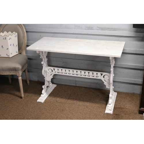 Marble top garden table, white