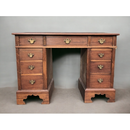 A SMALL VINTAGE PEDESTAL DESK. WITH