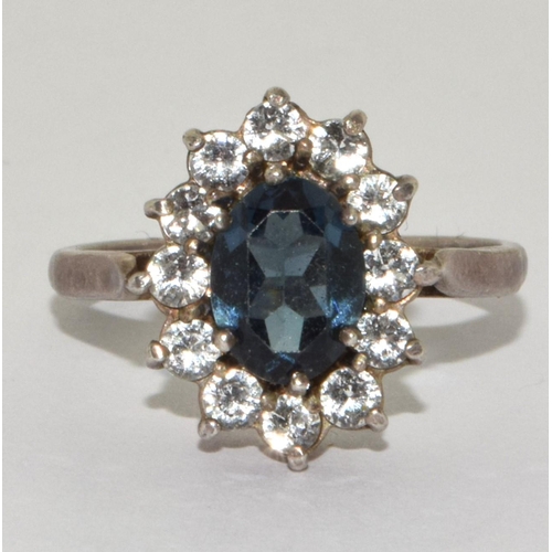 925 silver ladies Sapphire cluster