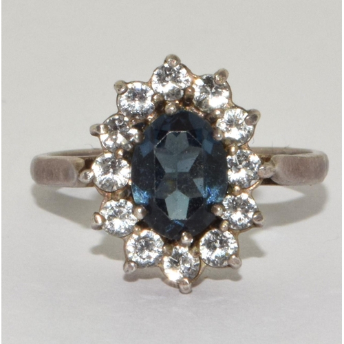 925 silver ladies Sapphire cluster 3c939b