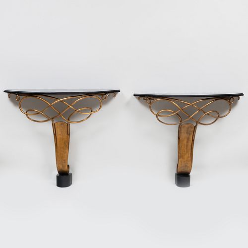 PAIR OF ART DECO DESBORDES GILT-METAL