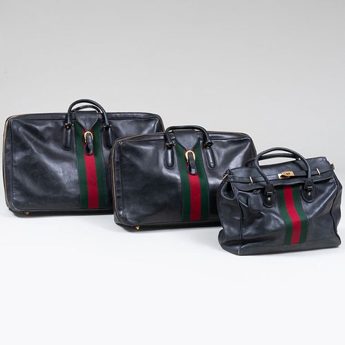 SUITE OF THREE GUCCI BLACK LEATHER 3c6cd8