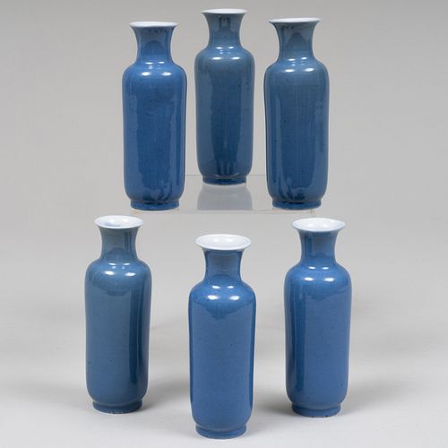 SET OF SIX CHINESE BLUE GLAZED