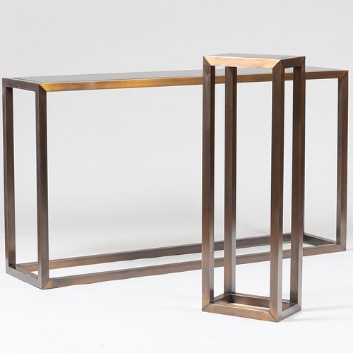 MODERN BRONZED METAL CONSOLE TABLE 3c6d42