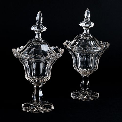 PAIR OF ANGLO-IRISH GLASS SWEETMEAT