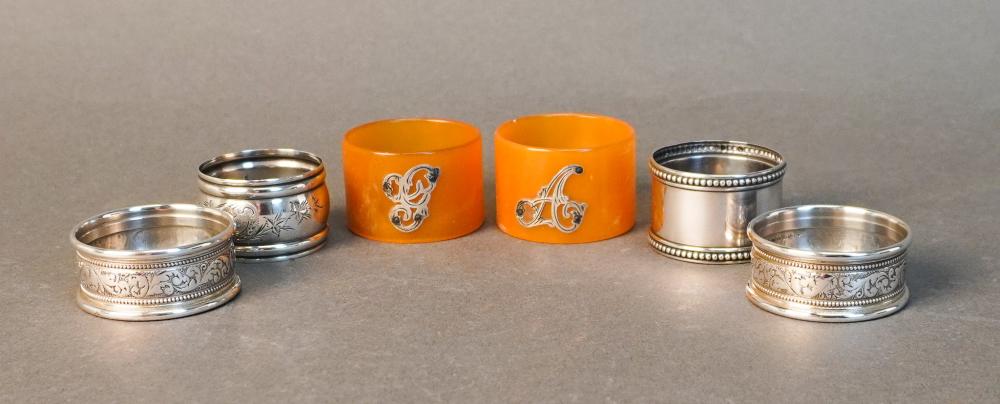 FOUR STERLING SILVER AND TWO STERLING 3c6e41