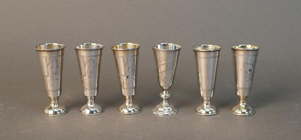 SIX IMPERIAL RUSSIAN 875-SILVER GOBLETS,