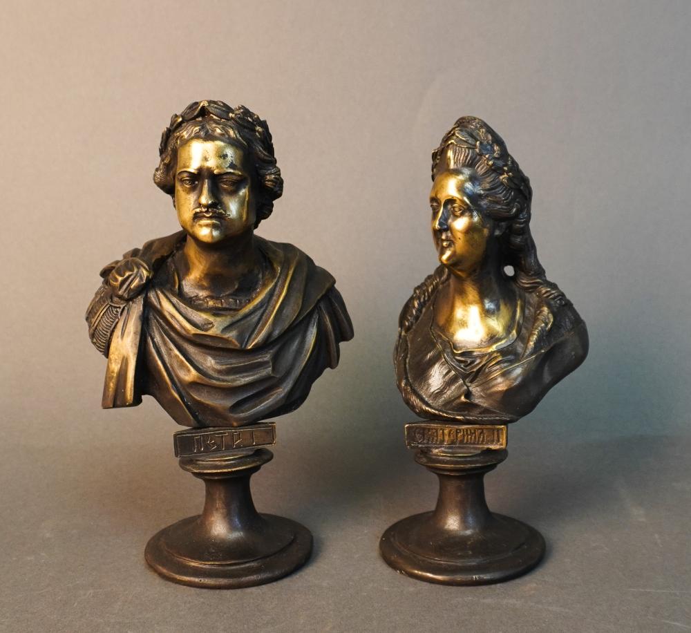 PAIR RUSSIAN BRONZE BUSTS OF PETER 3c6e6c