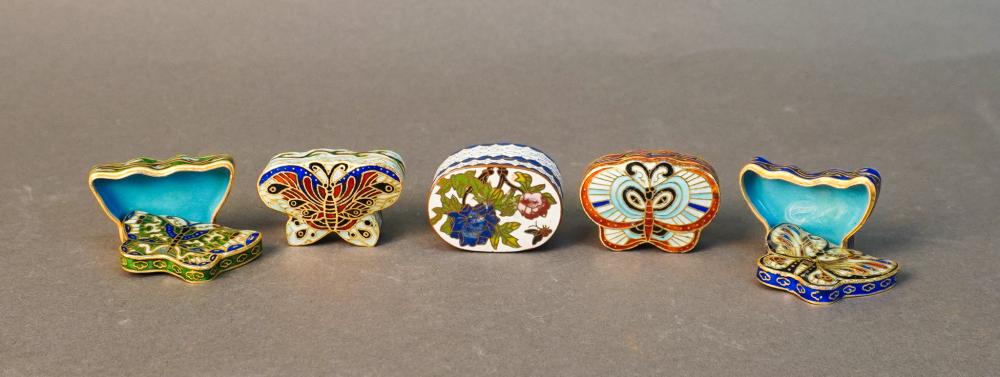GROUP OF FIVE CHINESE CLOISONNE