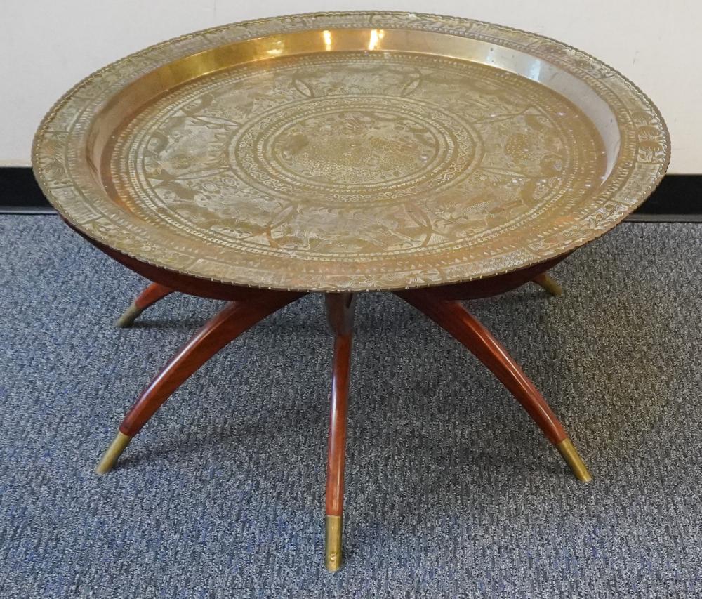 CHINESE BRASS TRAY TOP COFFEE TABLE,