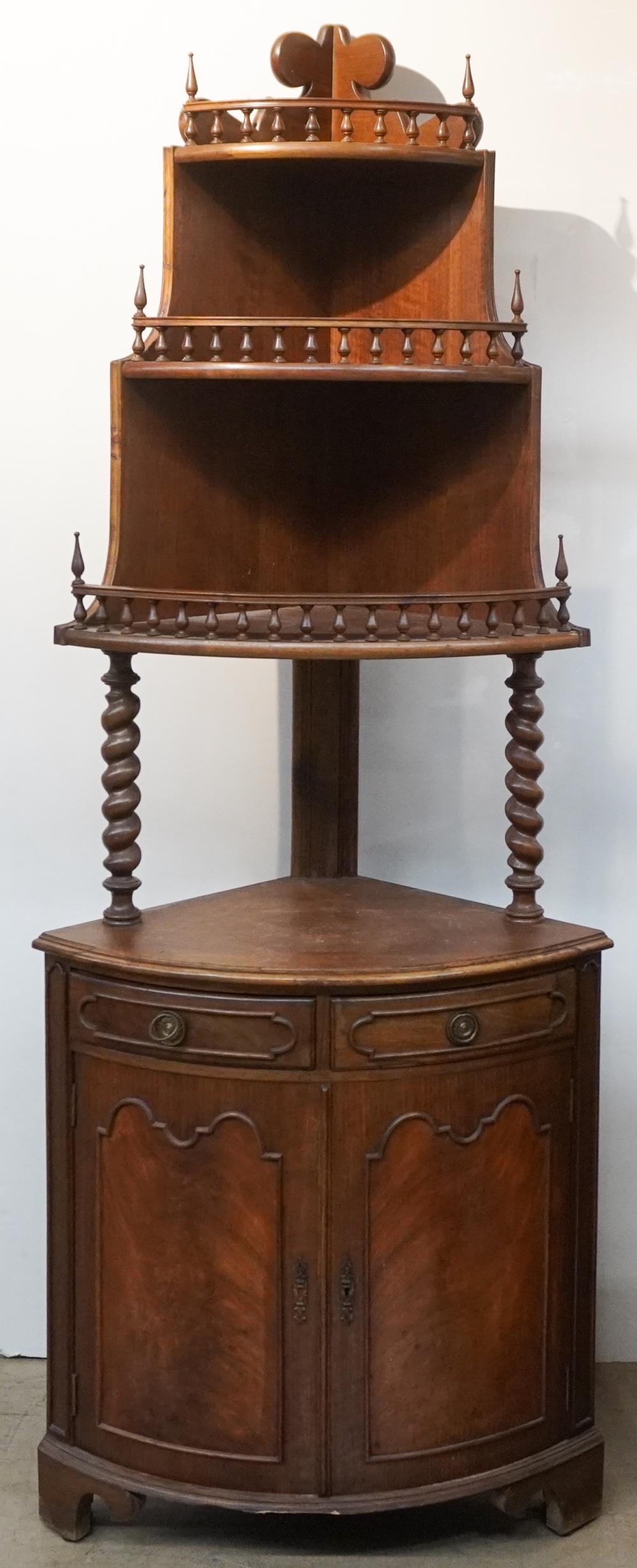 VICTORIAN STYLE WALNUT CORNER ETAGERE  3c6ef0