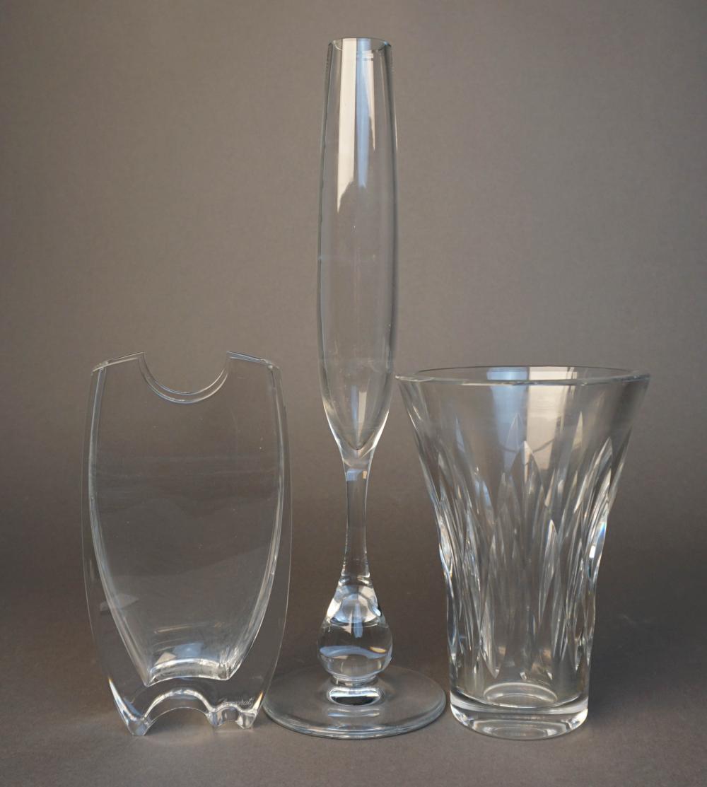 THREE BACCARAT FRENCH CRYSTAL VASES,