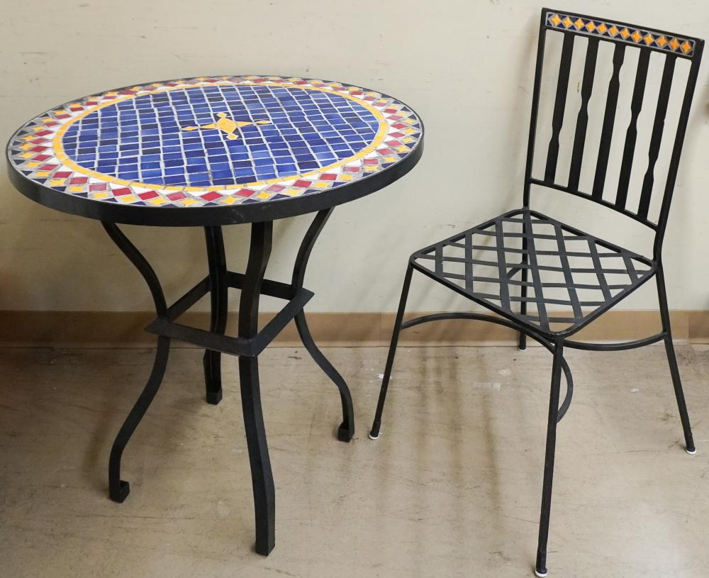 METAL AND TILE TOP TABLE WITH SIDE