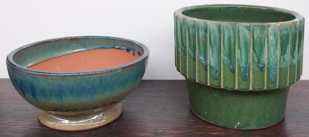 TWO CONTEMPORARY POTTERY JARDINIERES,
