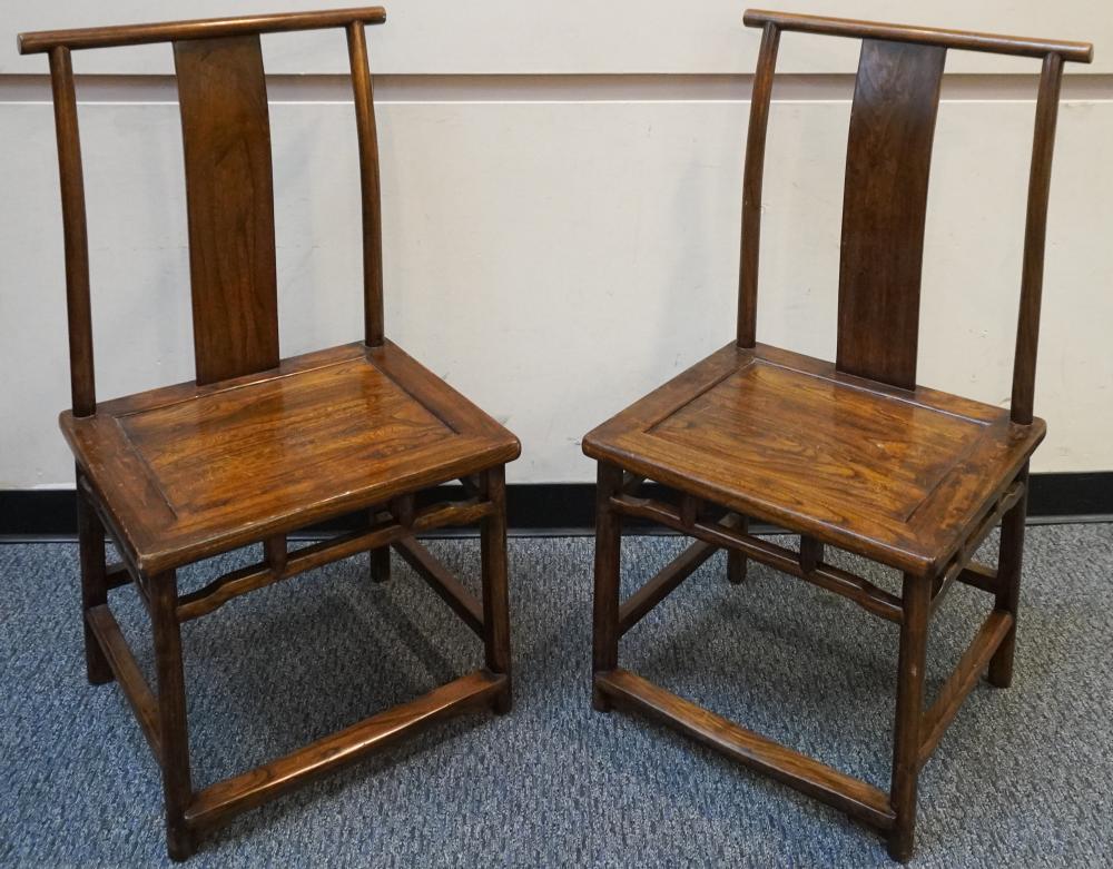 PAIR OF CHINESE HARDWOOD SIDE CHAIRS,