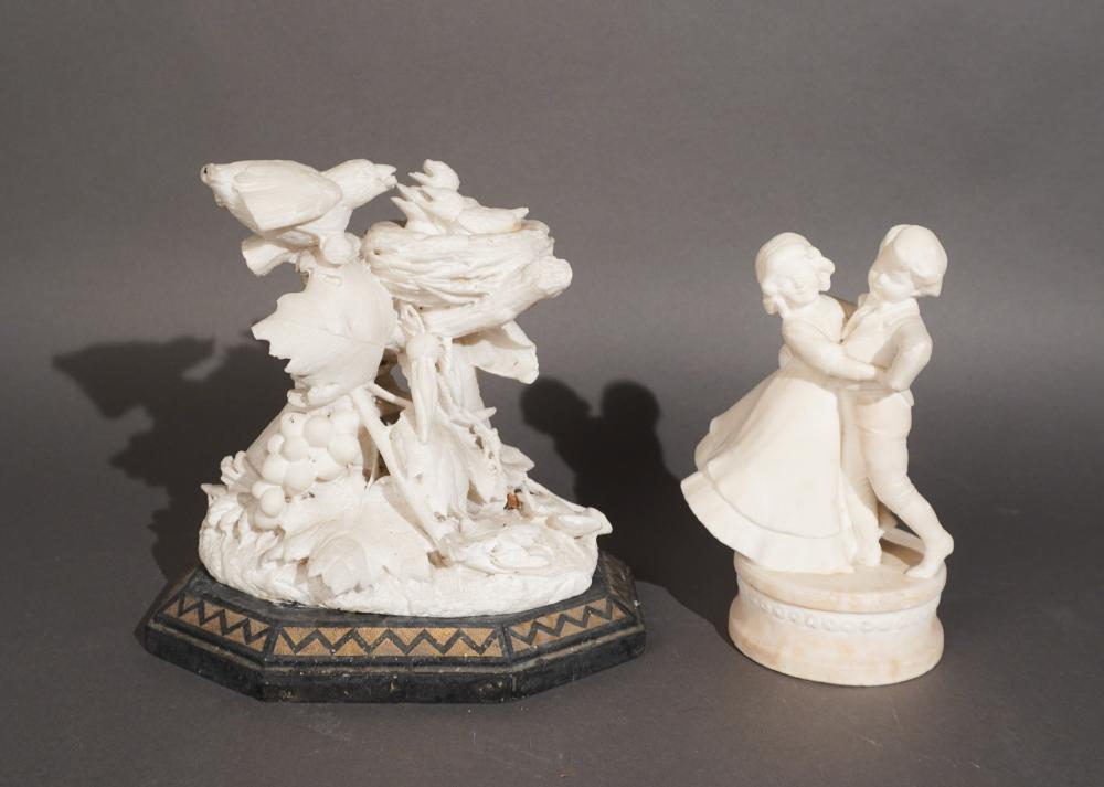 TWO CONTINENTAL CARVED ALABASTER