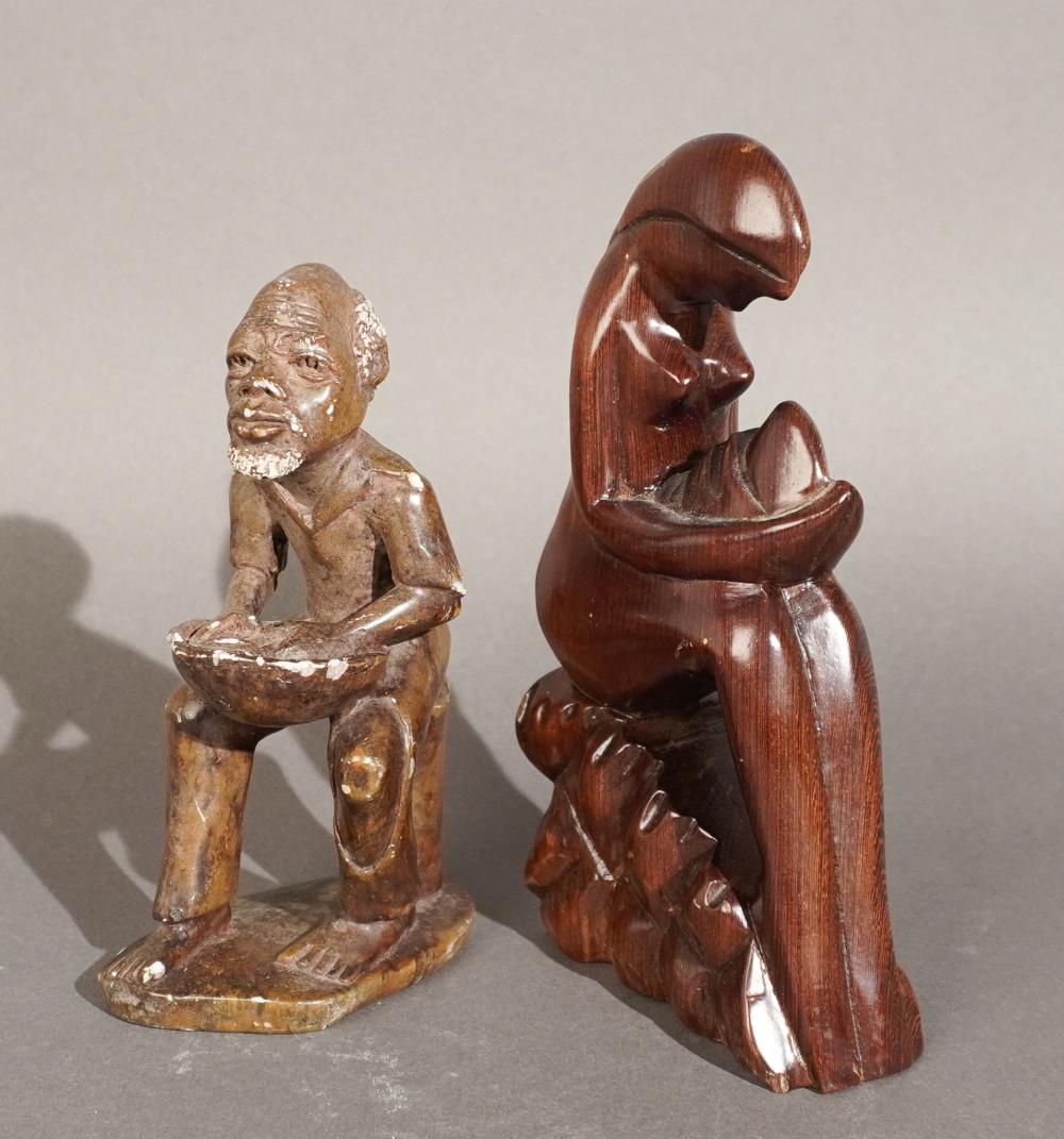 CARVED WOOD FIGURE OF MOTHER AND 3c7069