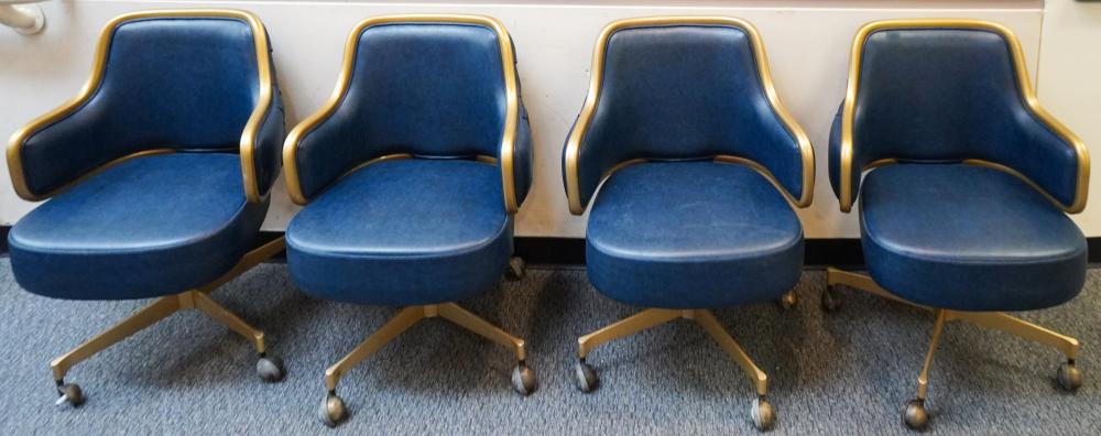 SET OF FOUR GASSER BLUE VINYL UPHOLSTERED