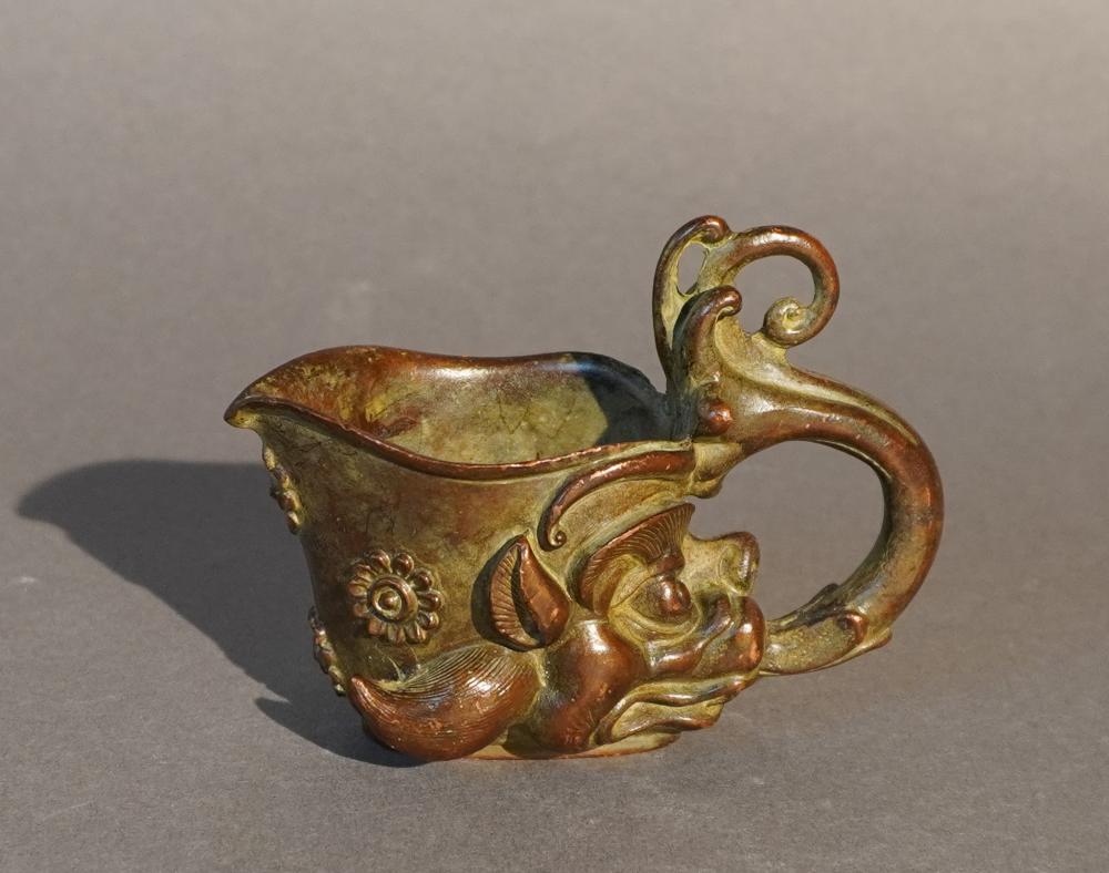 CHINESE BRONZE FIGURAL LIBATION