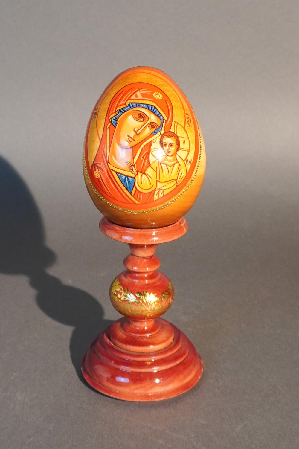 RUSSIAN PAINTED WOOD ICON EGG WITH 3c71f4