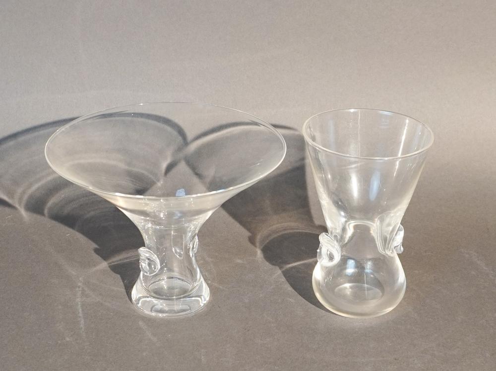 TWO STEUBEN CLEAR CRYSTAL VASES  3c7242