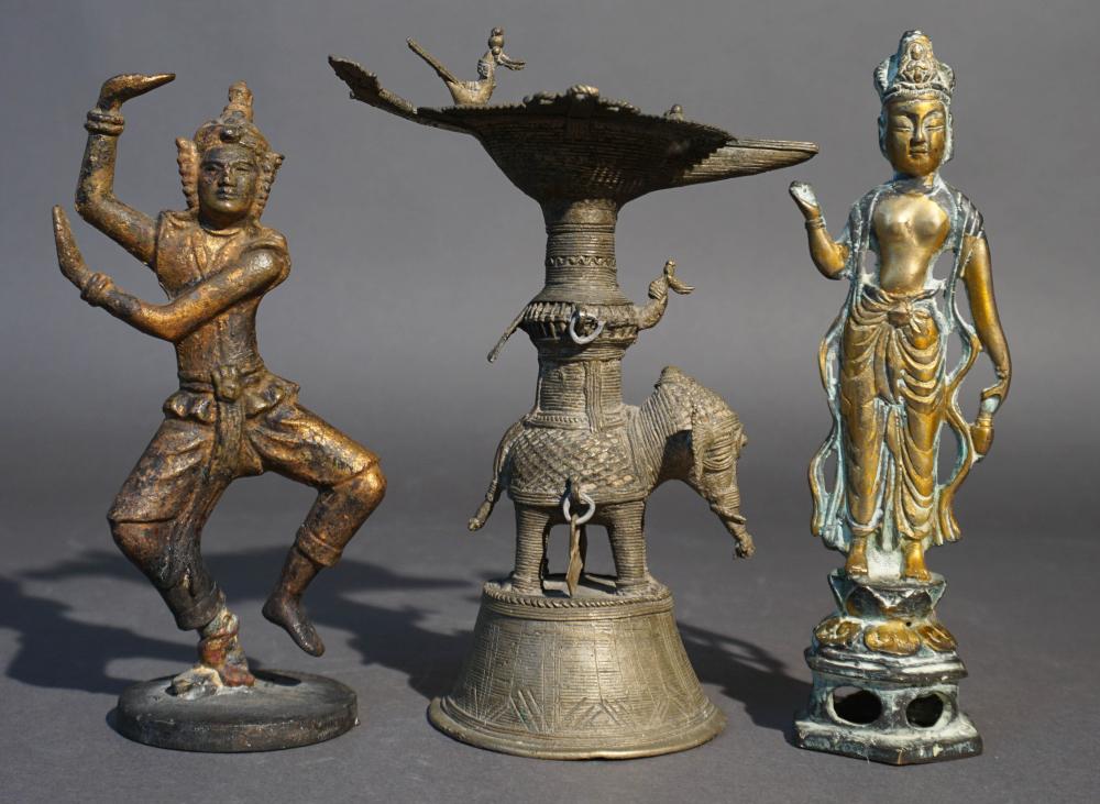 THREE SOUTH ASIAN BRONZE AND PATINATED 3c7265