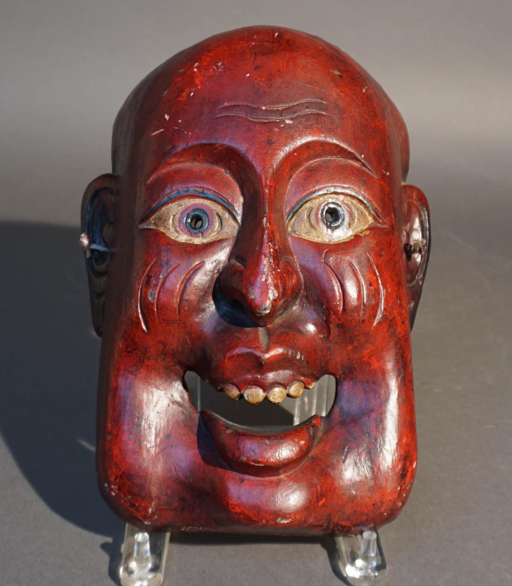 JAPANESE WOOD NOH THEATER MASK,