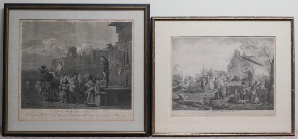 TWO FRAMED ENGRAVINGS LES CHARLATANS 3c7295