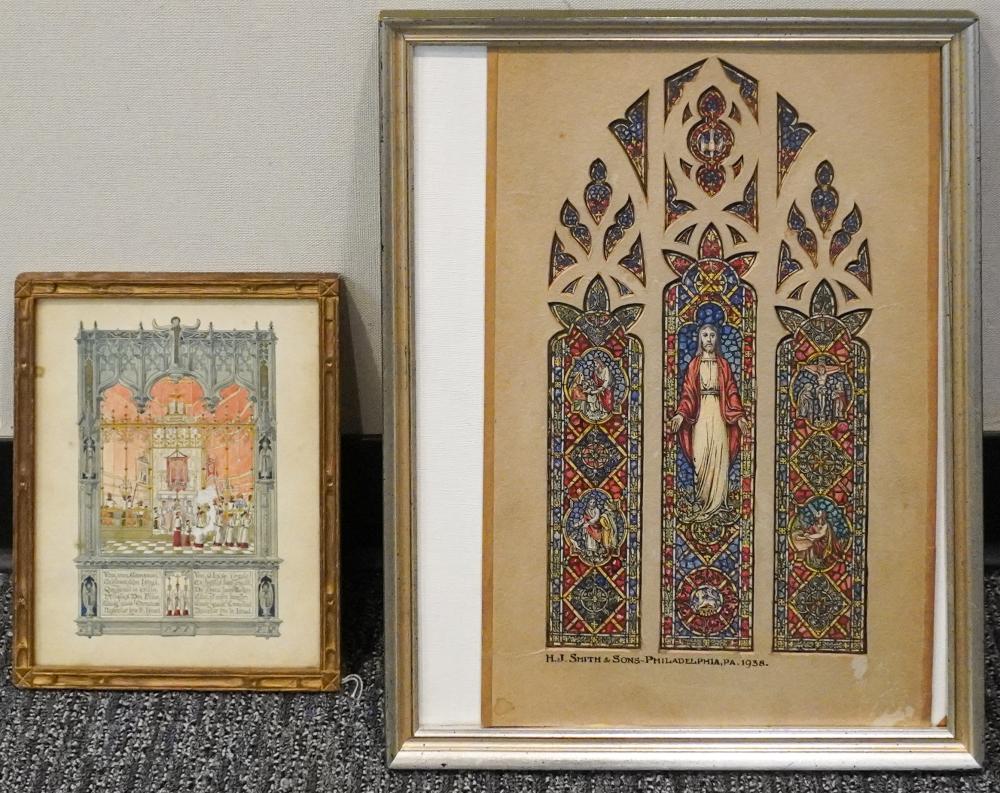 TWO FRAMED RELIGIOUS WATERCOLORS,