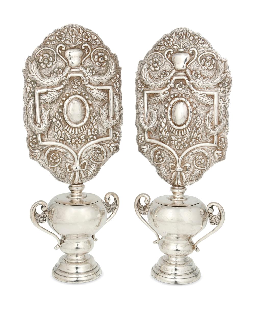 A PAIR OF MEXICAN STERLING SILVER