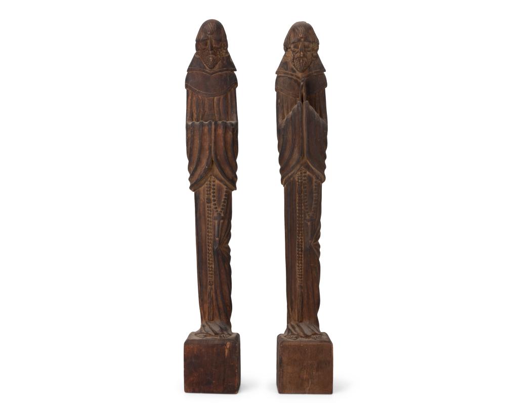 A PAIR OF MEXICAN CARVED WOOD MONKSA 3c7401