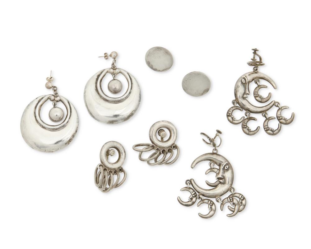 A GROUP OF MEXICAN SILVER EARRINGSA 3c74c6