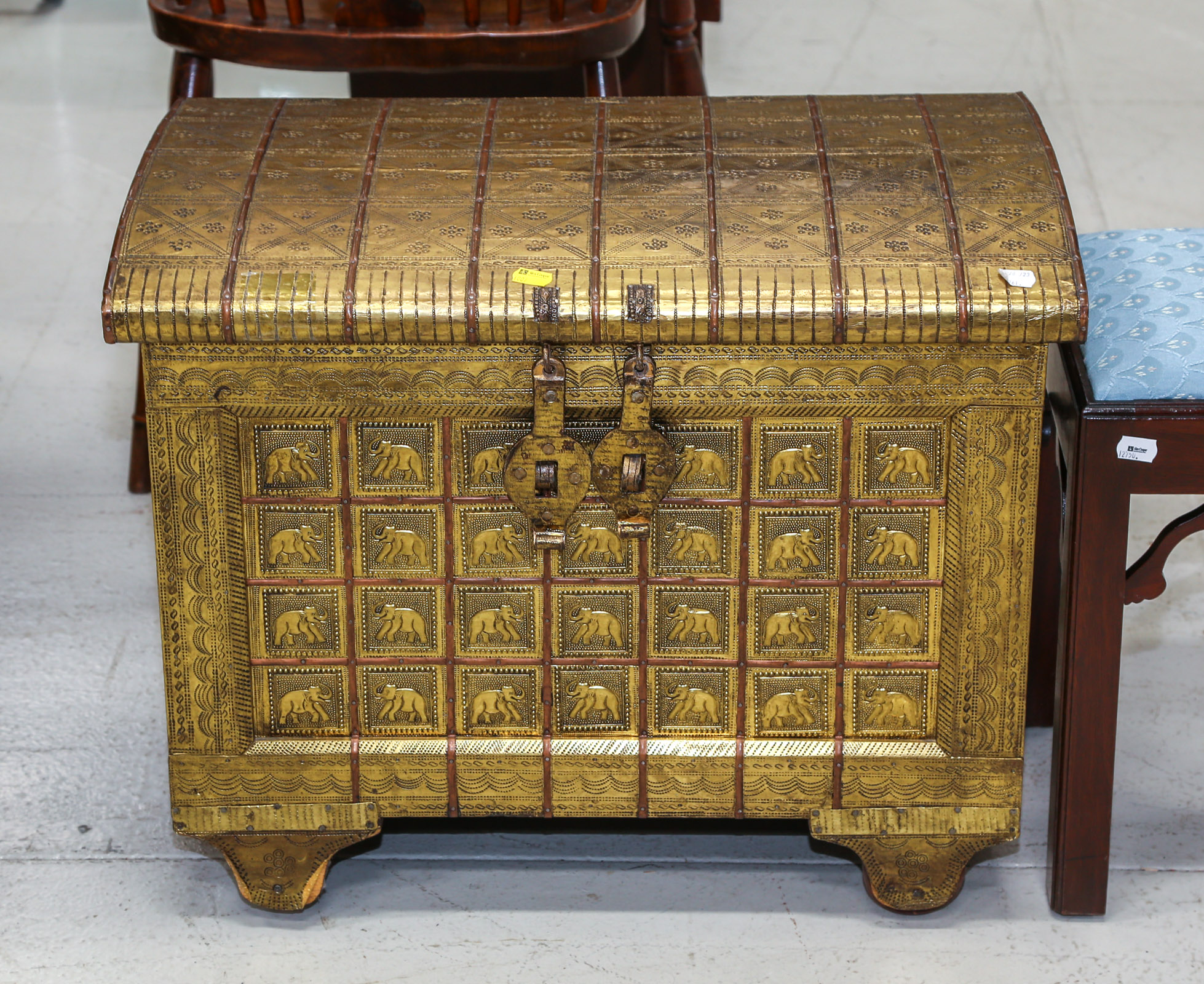 INDIAN STYLE BRASS-COVERED TRUNK