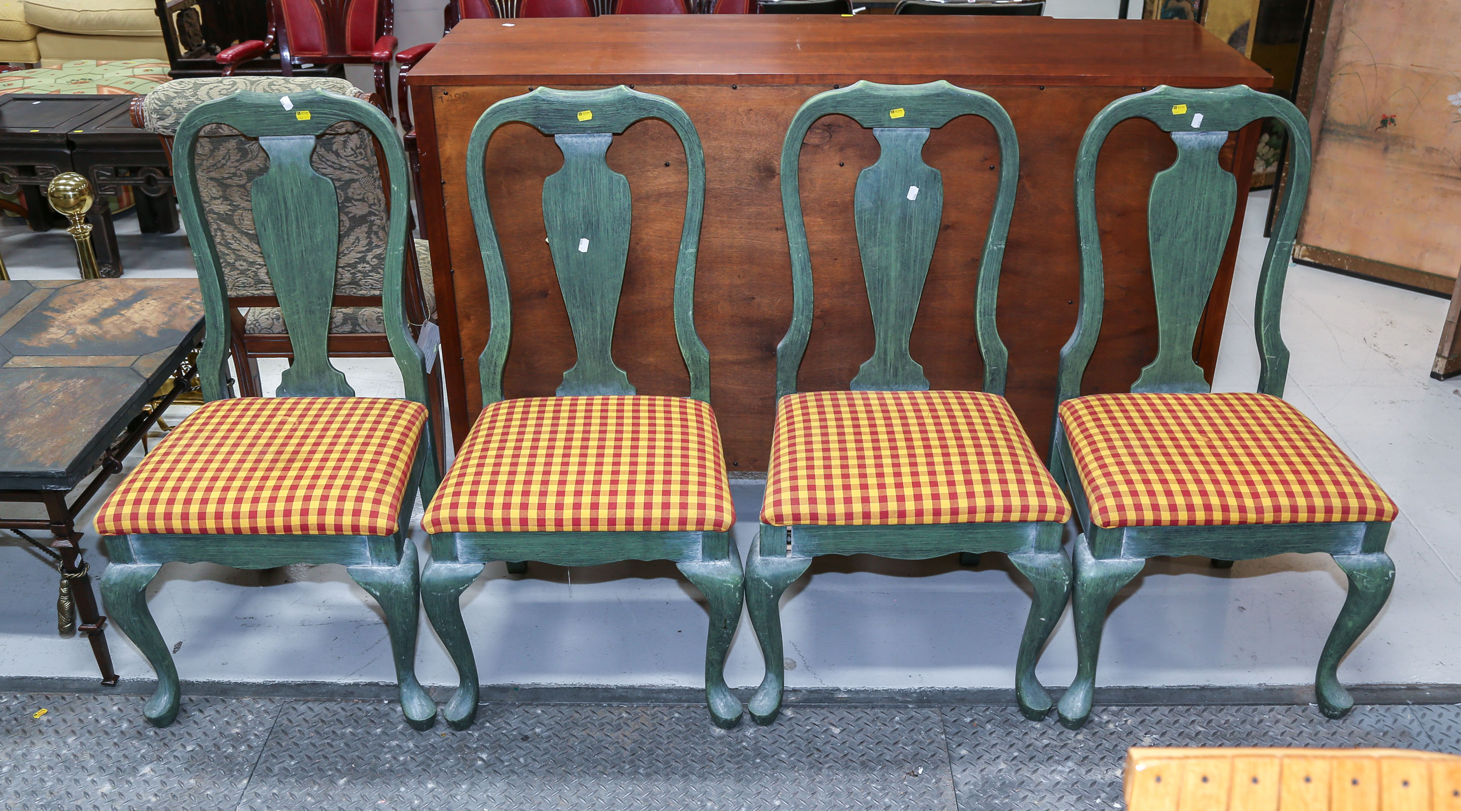 SET OF FOUR RUSTIC QUEEN ANNE DINING