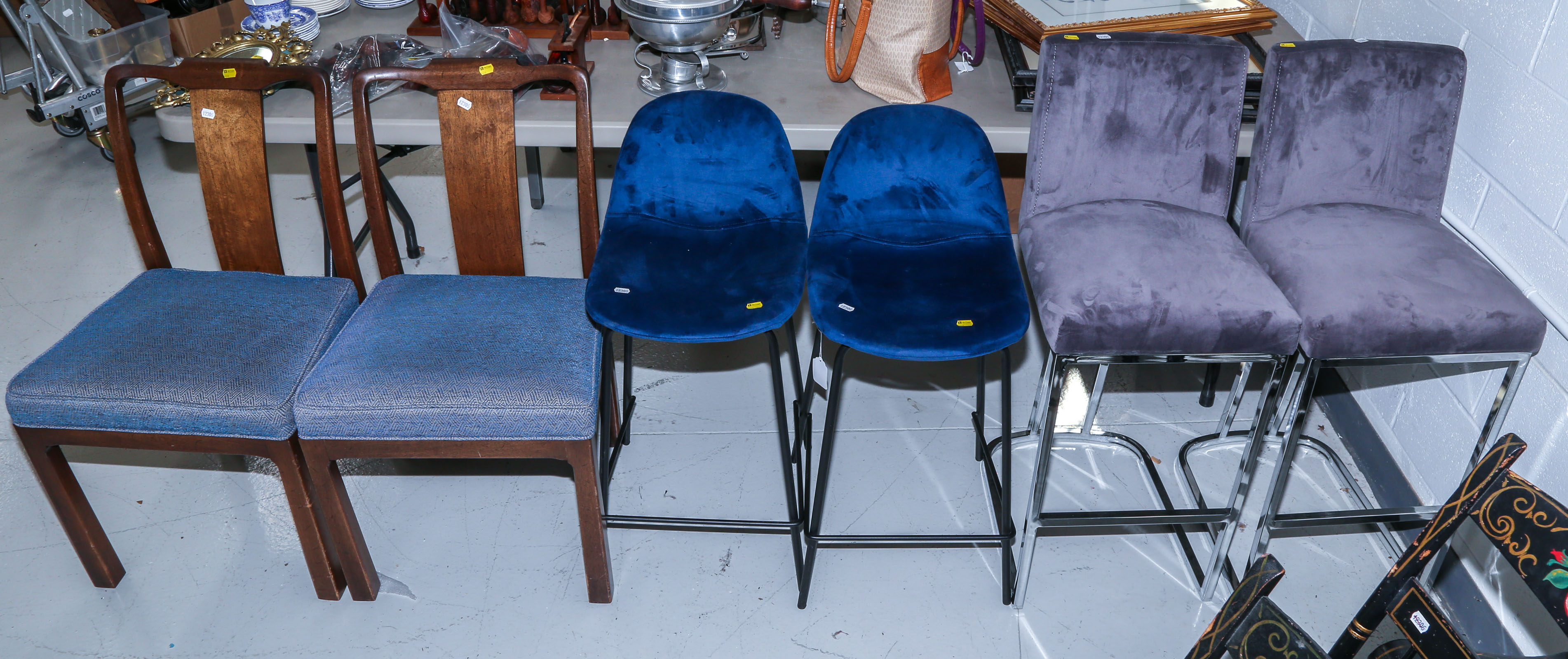 THREE PAIRS OF MODERN SIDE CHAIRS